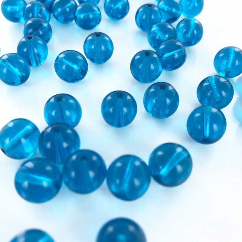 Glaskralen rond blauw 10mm per 5 stuks