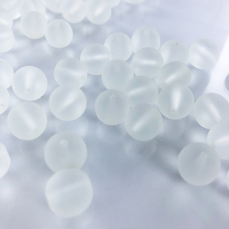 Glaskralen rond kristal mat 10mm per 5 stuks