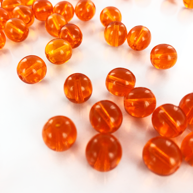 Glaskralen rond oranje 10mm per 5 stuks