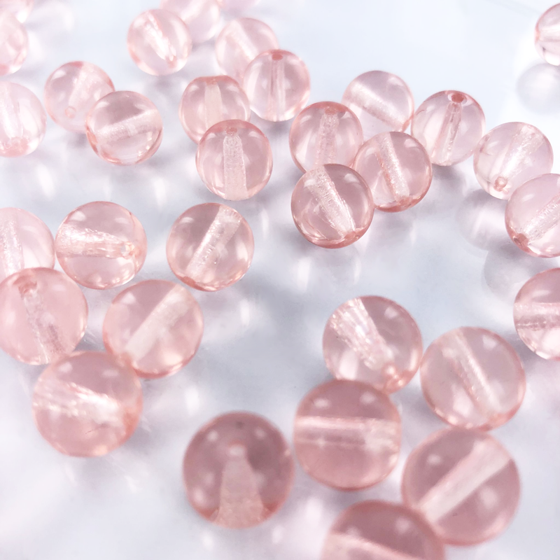 Glaskralen rond roze 10mm per 5 stuks