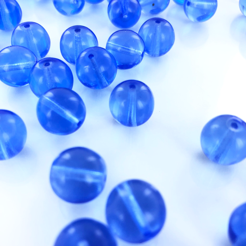 Glaskralen rond blauw 12mm per 5 stuks
