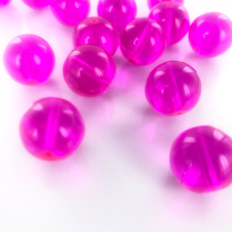 Glaskralen rond roze 16mm per 3 stuks