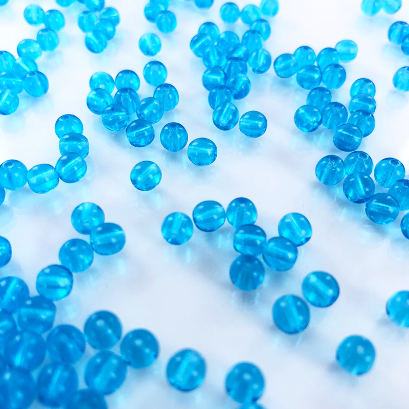 Glaskralen rond blauw 5mm per 50 stuks
