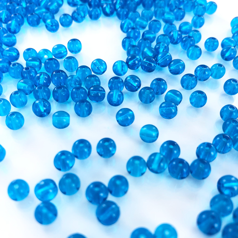 Glaskralen rond blauw 5mm per 50 stuks