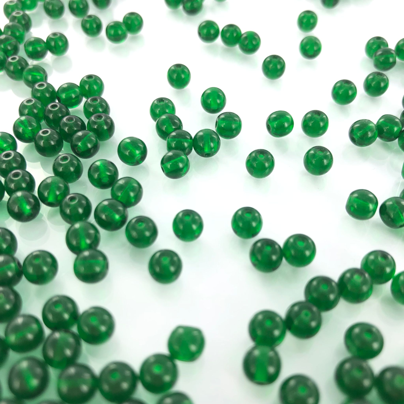 Glaskralen rond groen 5mm per 50 stuks