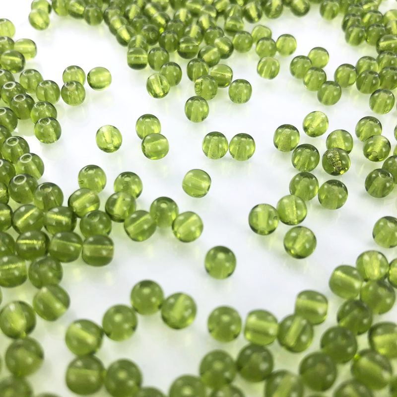 Glaskralen rond groen 5mm per 50 stuks