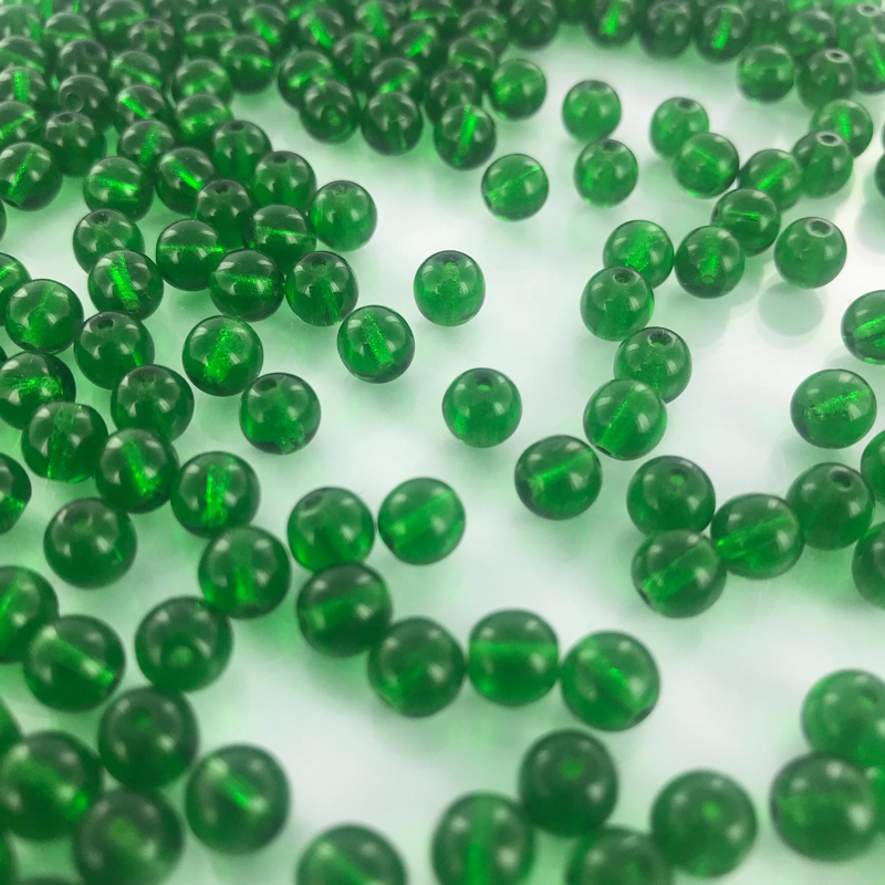 Glaskralen rond groen 6mm per 50 stuks