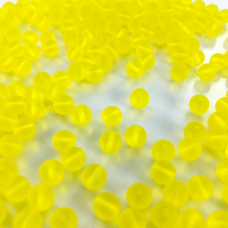 Glaskralen rond mat geel 6mm per 50 stuks