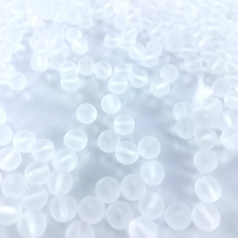Glaskralen rond mat kristal 6mm per 50 stuks