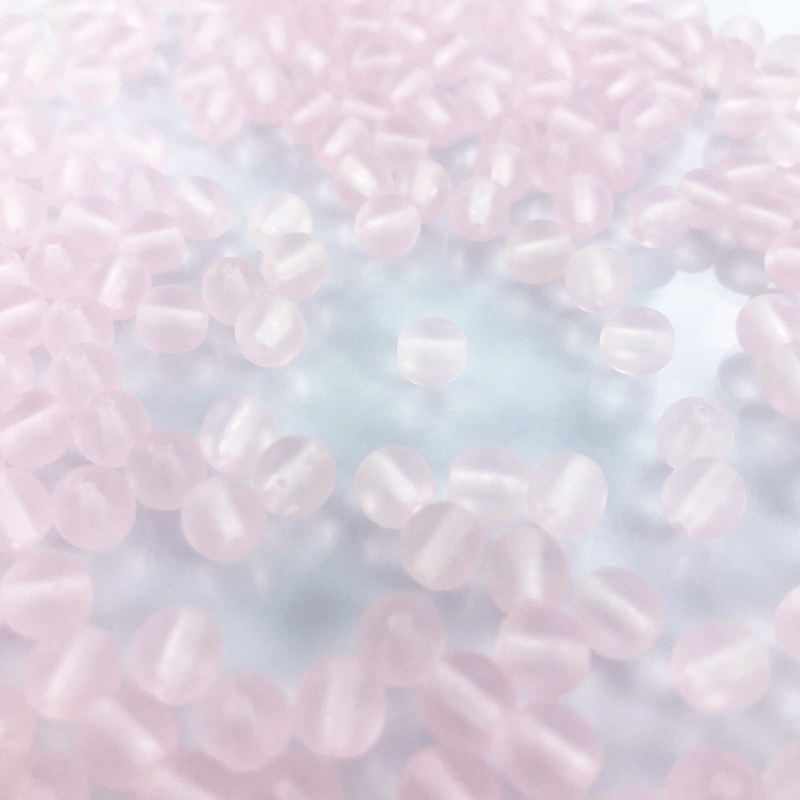 Glaskralen rond mat roze 6mm per 50 stuks