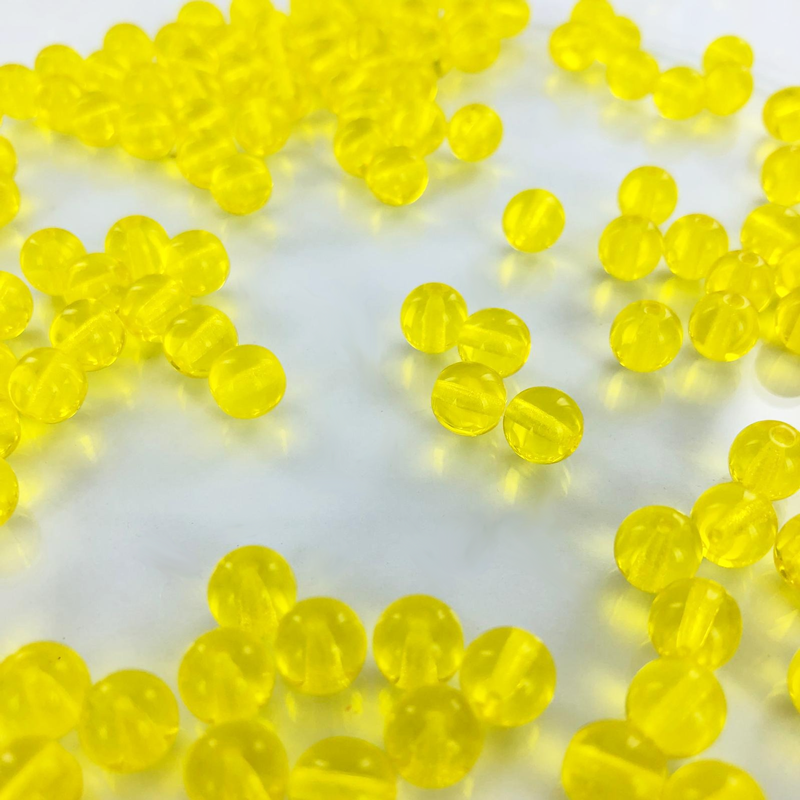 Kleine glaskralen rond geel 7mm per 30 stuks