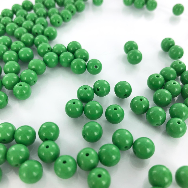 Kleine glaskralen rond groen 7mm per 30 stuks