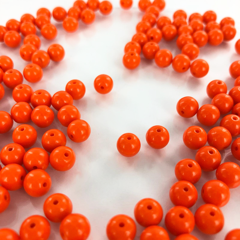 Kleine glaskralen rond oranje 7mm per 30 stuks