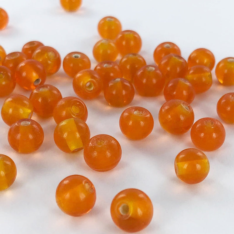 Glaskralen rond 8mm oranje per 25 gram