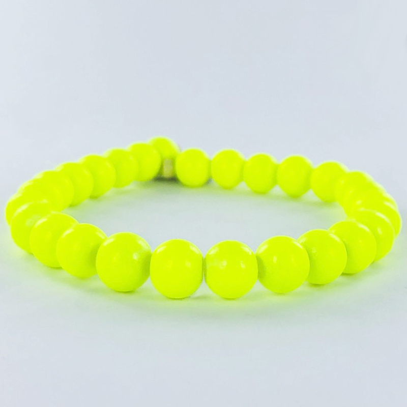 Glaskralen rond 8mm neon geel per streng