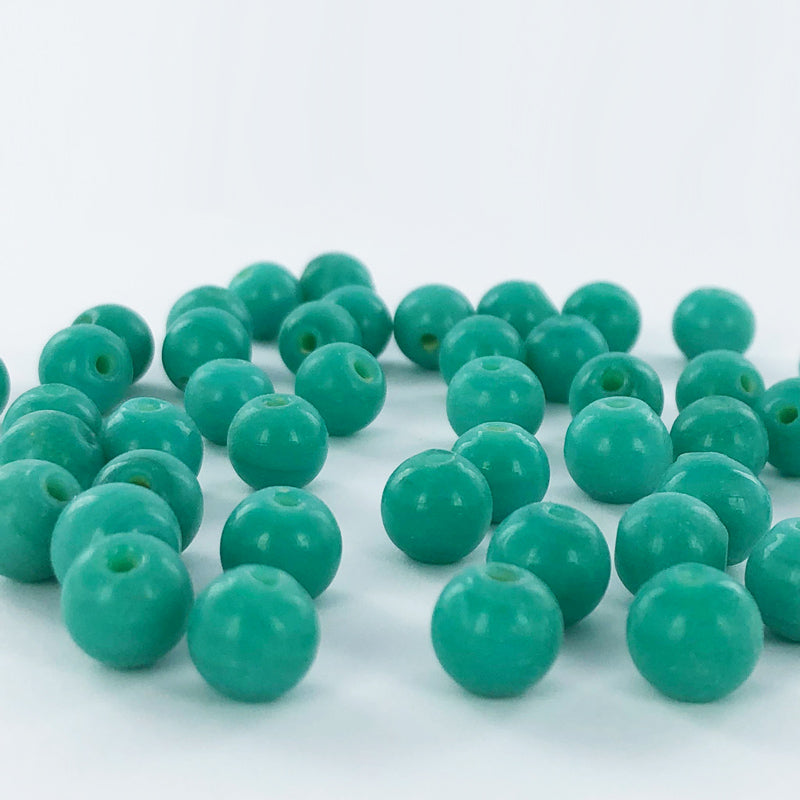 Glaskralen rond 8mm turquoise per 25 gram