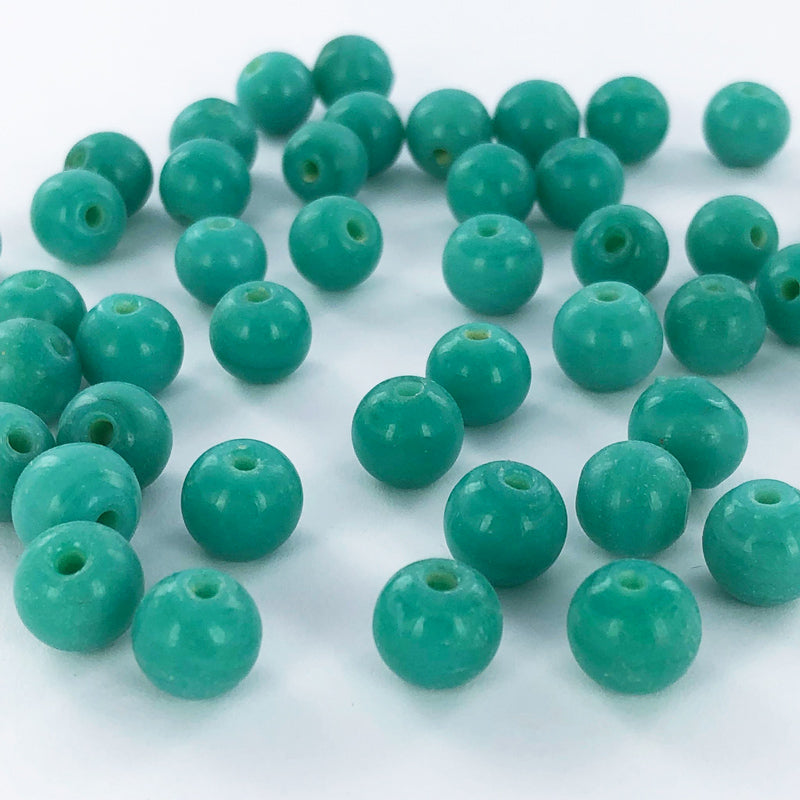 Glaskralen rond 8mm turquoise per 25 gram