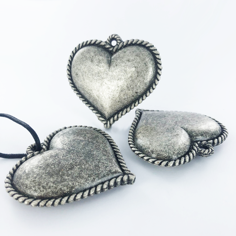 Hanger hart kunststof antiek zilver per stuk