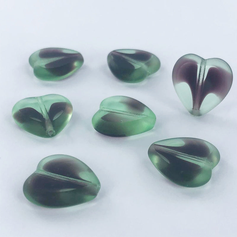 Hartjes kralen glas 16mm groen per 2 stuks