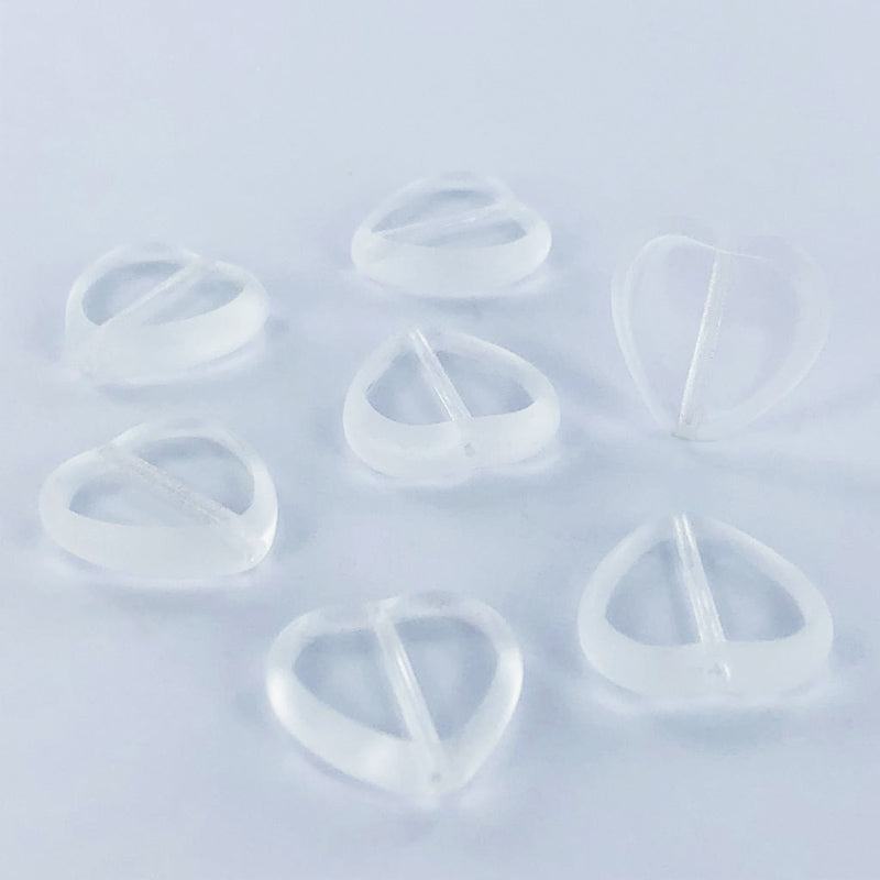 Hartjes kralen glas 16mm kristal per 2 stuks