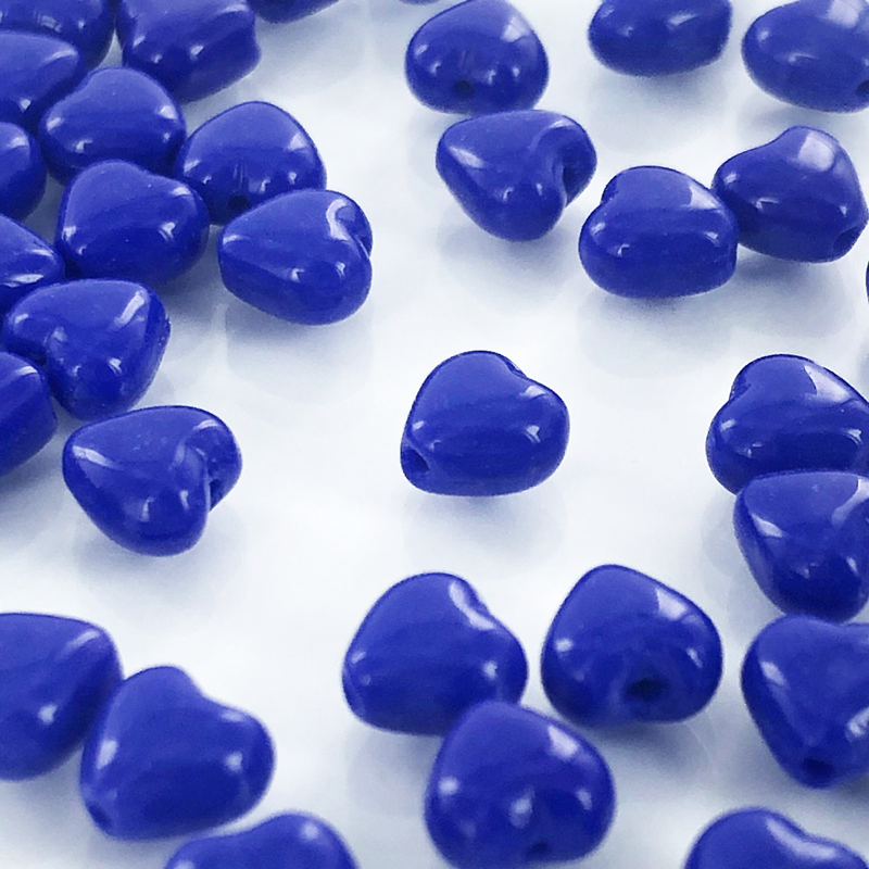 Hartjes kralen glas 6mm blauw per 2 stuks