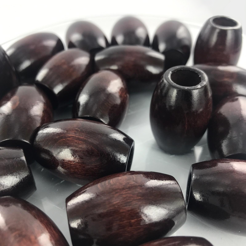 Houten kralen ton 32mm bruin per 3 stuks - NieuweKralen