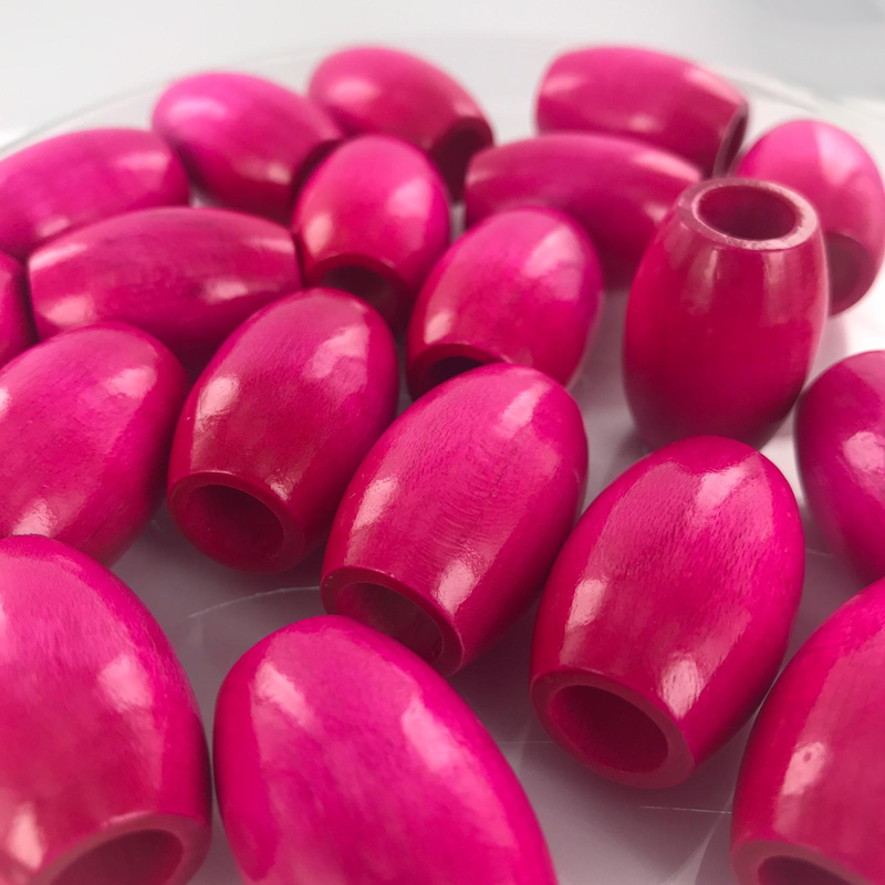 Houten kralen ton 32mm roze per 3 stuks - NieuweKralen