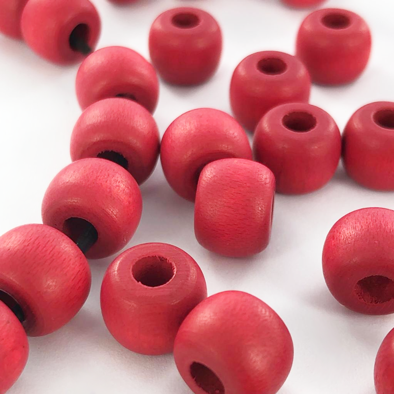 Houten kralen cilinder 10mm mat rood per 30 stuks