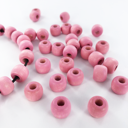 Houten kralen cilinder 10mm mat roze per 30 stuks
