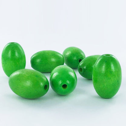 Houten kralen ovaal 24mm groen per 2 stuks