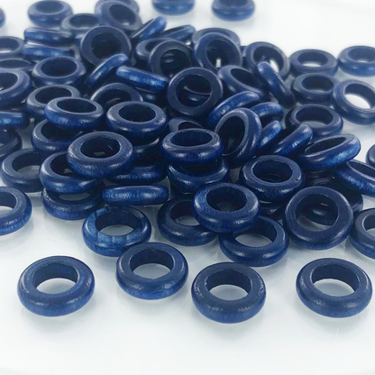 Houten ringen 10mm blauw per 5 stuks