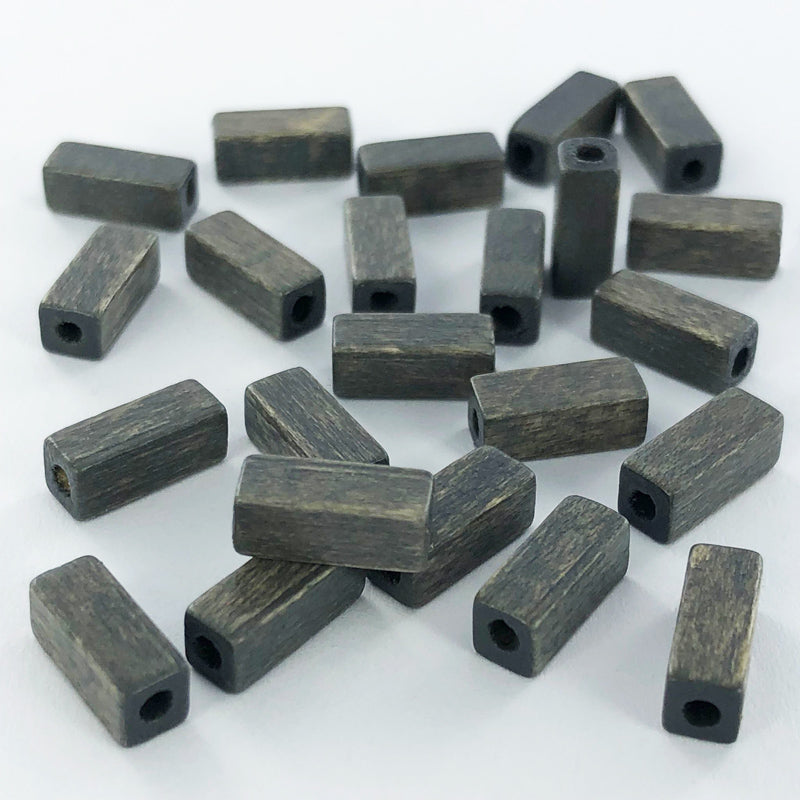 Houten kralen staafje 10mm grijs per 10 stuks