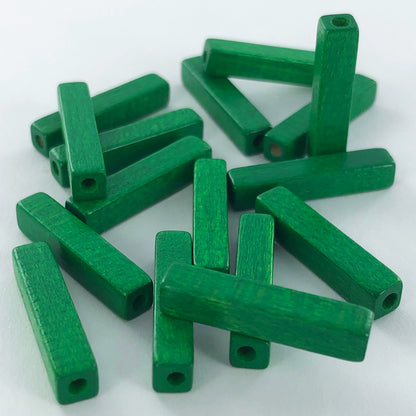 Houten kralen staafje 20mm groen per 5 stuks