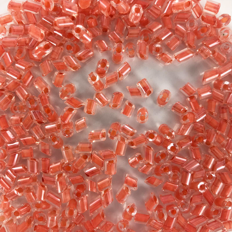 Kleine glas kralen staafjes 5mm oranje per 10 gram