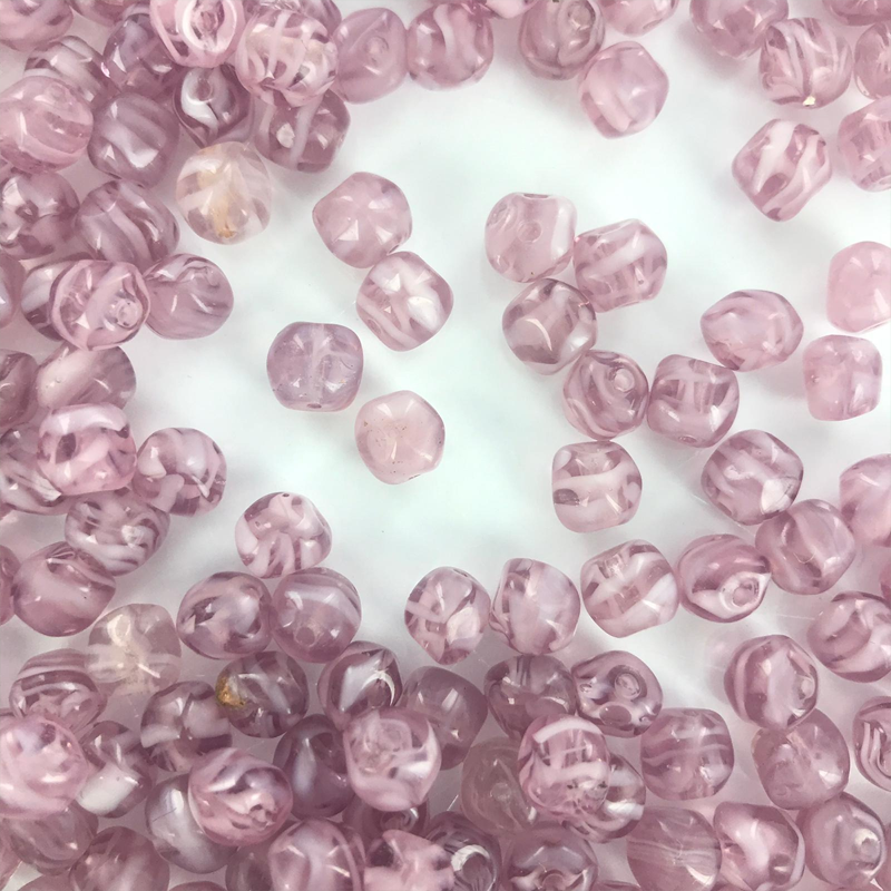 Kleine glaskralen 7mm rond facet lila paars per 25 gram