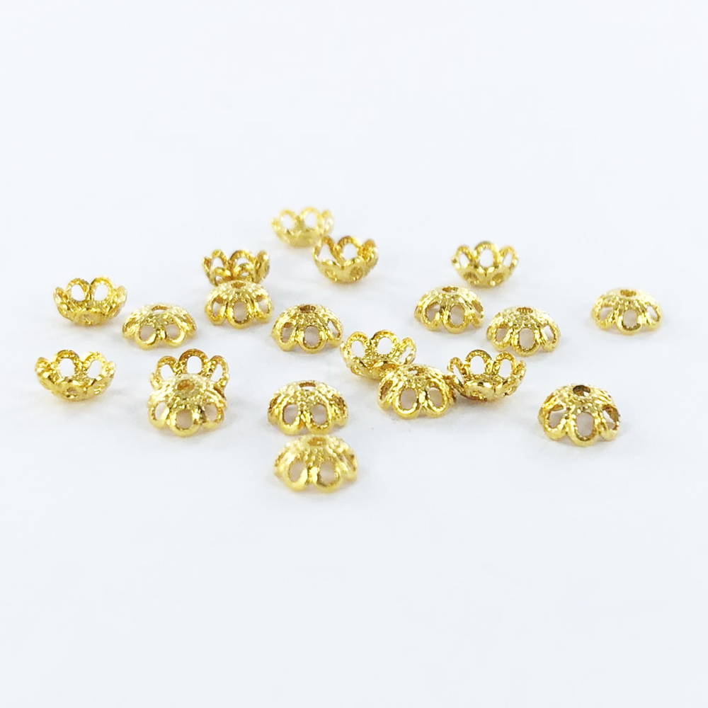 Kralenkapjes 5mm goud per 2 stuks