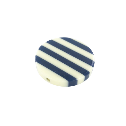 Kunststof kralen rond 34mm wit blauw per 1 stuk