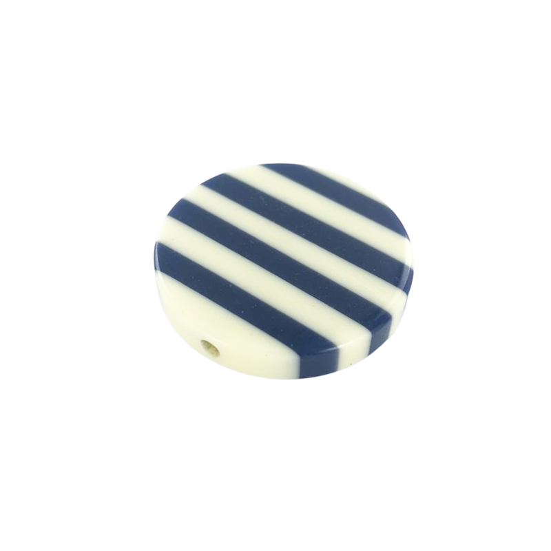 Kunststof kralen rond 34mm wit blauw per 1 stuk