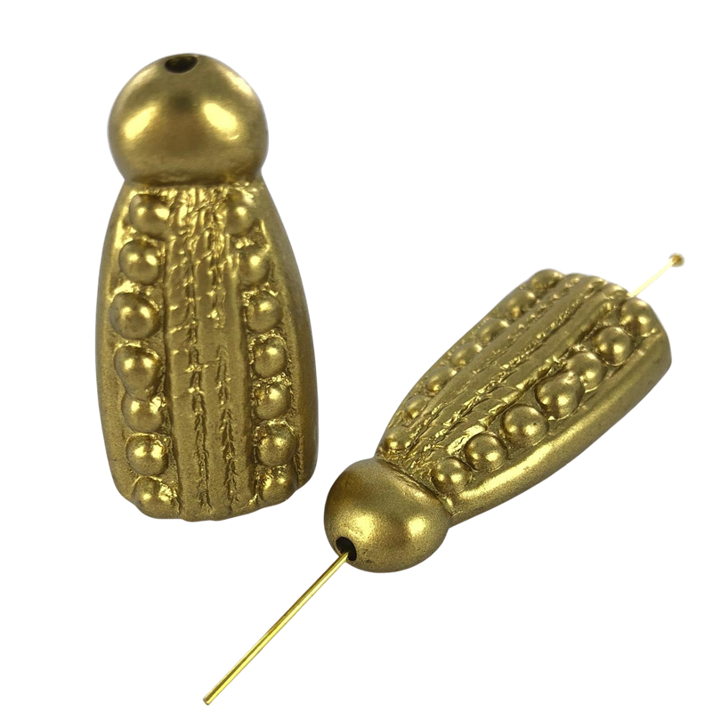 Kunststof kralen hangertjes kwastje 43mm goud per 1 stuk