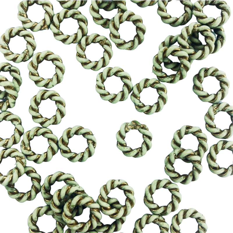 Kunststof kralen ringen rond 11mm groen goud per 20 stuks - NieuweKralen