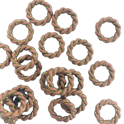 Kunststof kralen ringen rond 15mm roze goud per 20 stuks - NieuweKralen