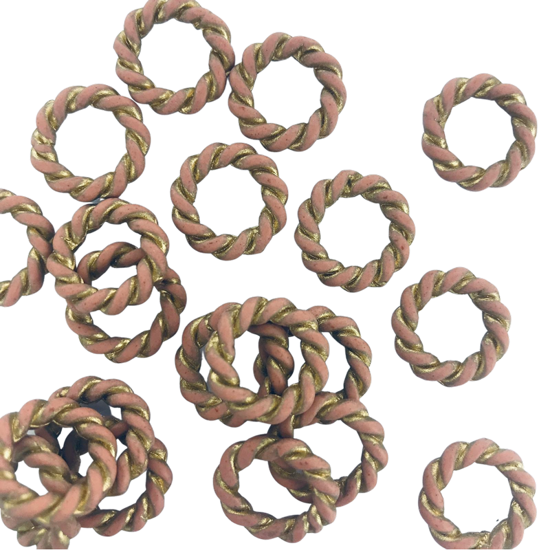 Kunststof kralen ringen rond 15mm roze goud per 20 stuks - NieuweKralen