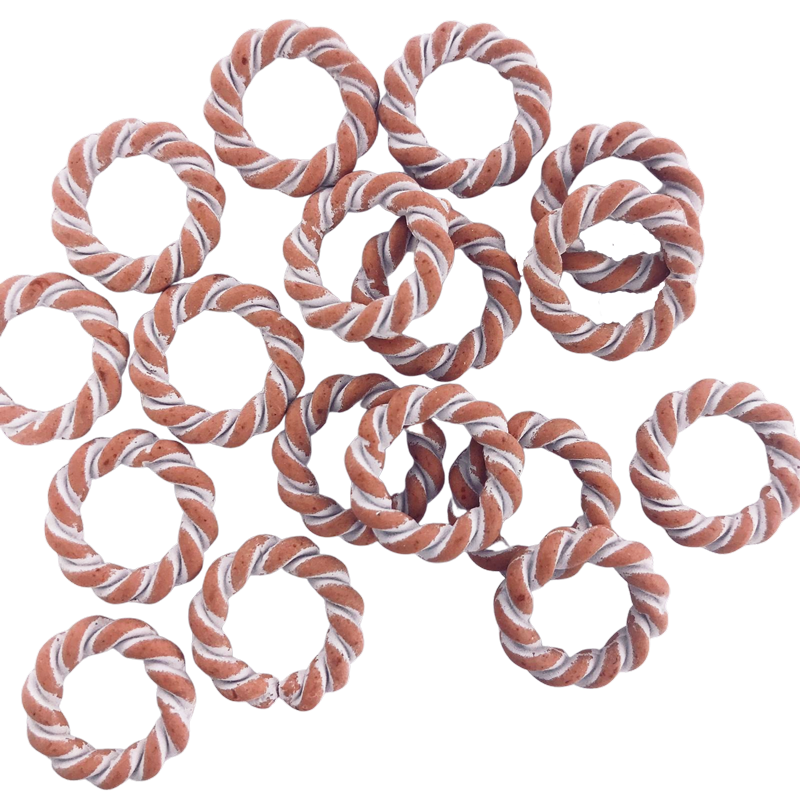 Kunststof kralen ringen rond 15mm pastel roze wit per 20 stuks - NieuweKralen