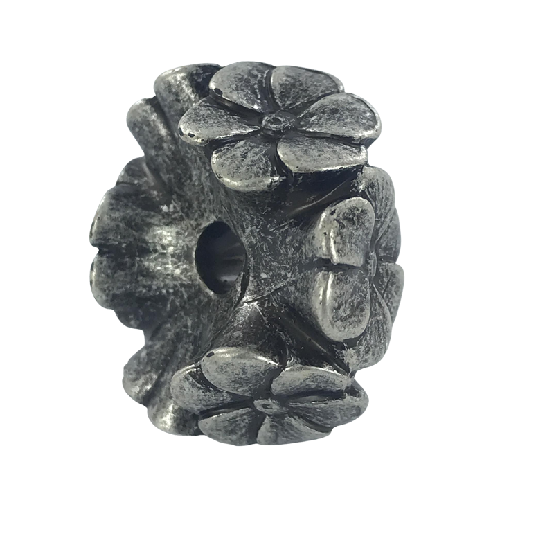 Kunststof kralen bloem 25mm antiek zilver per 1 stuk - NieuweKralen