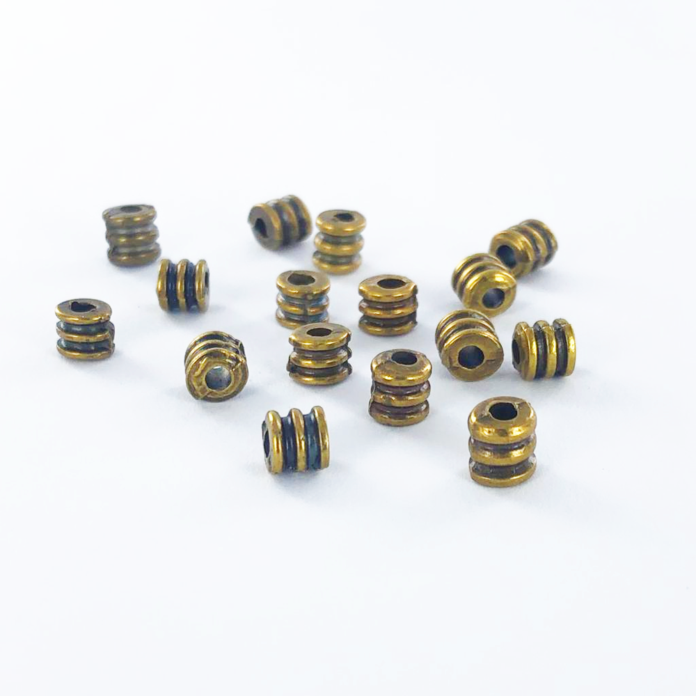 Metalen kralen spacer beads cilinder 5mm antiek goud per stuk