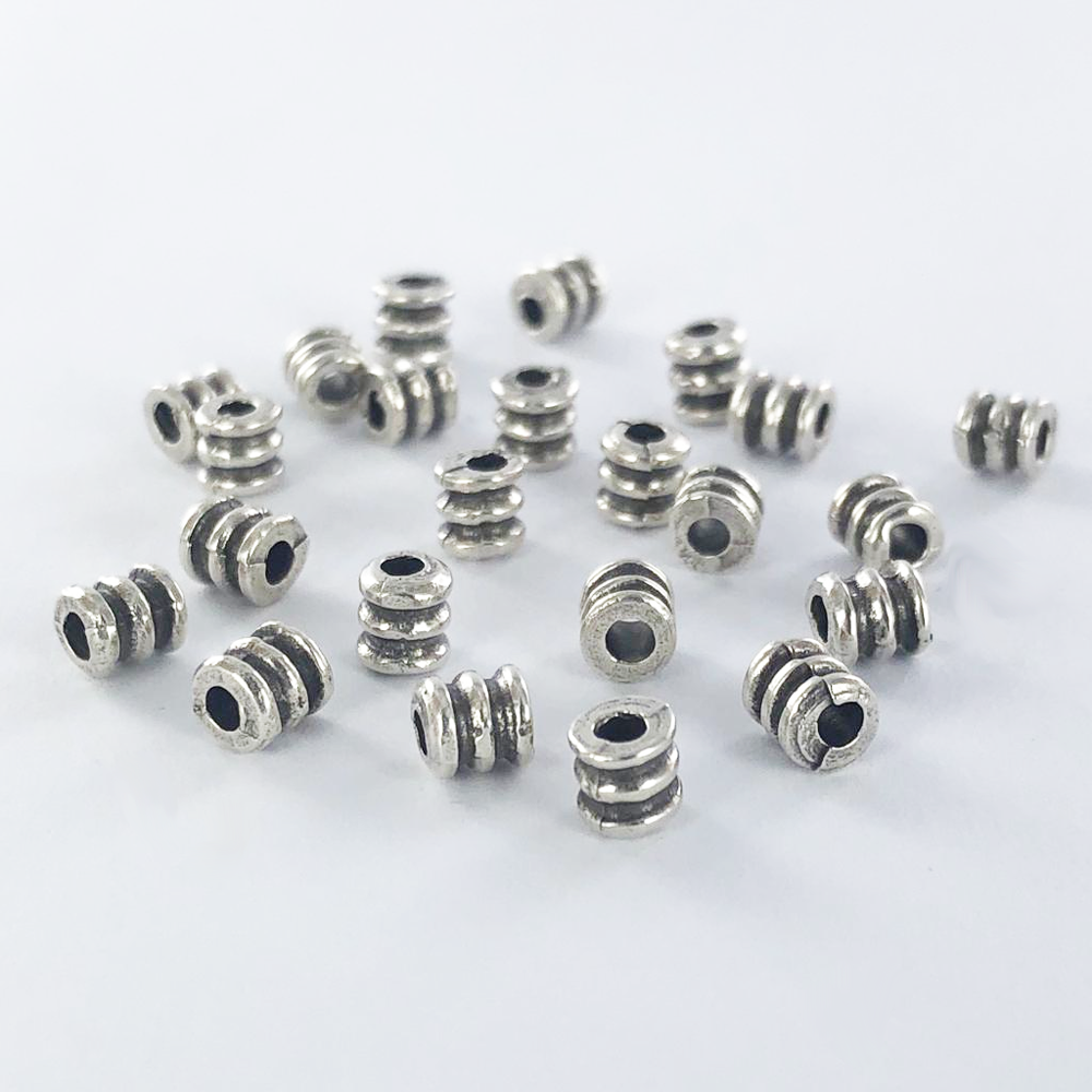 Metalen kralen spacer beads cilinder 5mm antiek zilver per stuk
