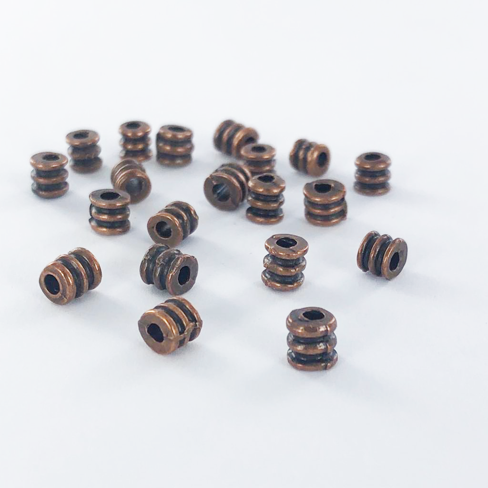 Metalen kralen spacer beads cilinder 5mm koper per stuk