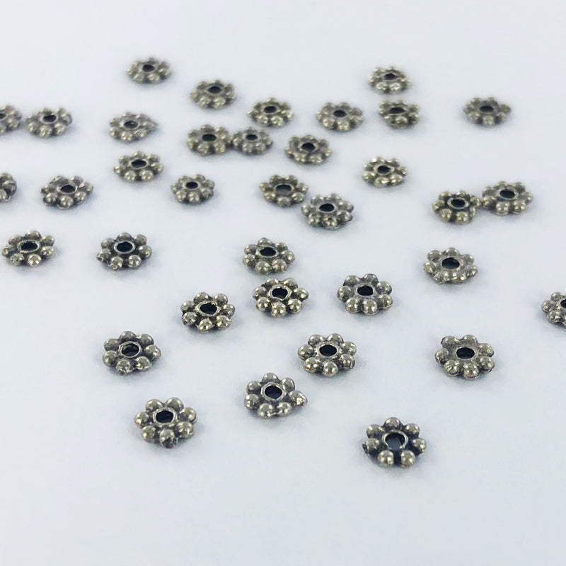 Metalen platte ring kralen spacer bead 4mm antiek zilver per 5 stuks