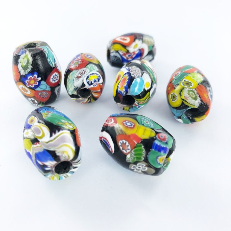 Millefiori kralen ovaal 21mm per 3 stuks