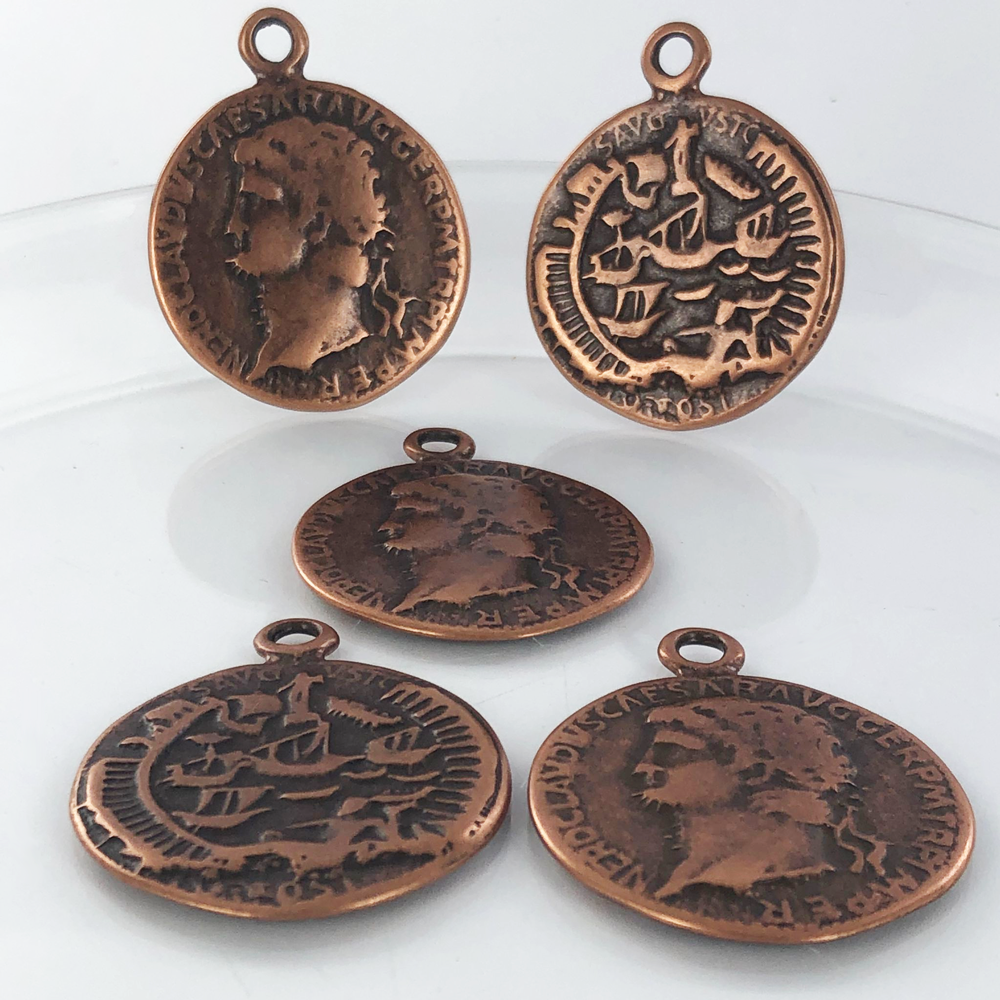 Muntjes bedels Romeins 32mm brons Nieuwekralen